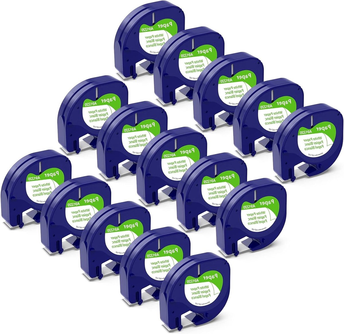 15x Label Tape Paper 12mm x 4m voor Dymo Letratag - Zwart op Wit, Geschikt voor LT-100H, LT-100T Plus, 200B, XR, XM - Ideaal voor Organiseren en Labelen