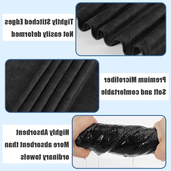 SnelShoppen - Pack van 3 Microfiber Sport Handdoeken - Zacht, Sneldrogend en Absorberend voor Yoga, Campings, Fitness en Gym - 75cm x 35cm van Snelshoppen — afbeelding 2