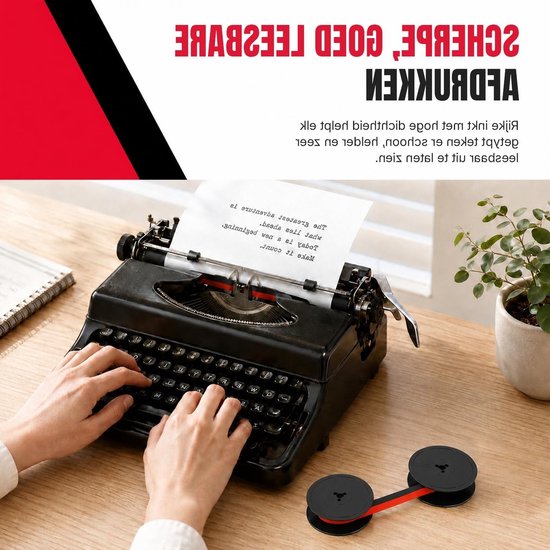 Typewriter Ink Spool Ribbon GR1 - Rood & Zwart (6 Pack) - Dubbele Spoel voor Olympia Typemachine, Vervangingslint, Kantoorbenodigdheden, Typemachine Accessoires — afbeelding 3