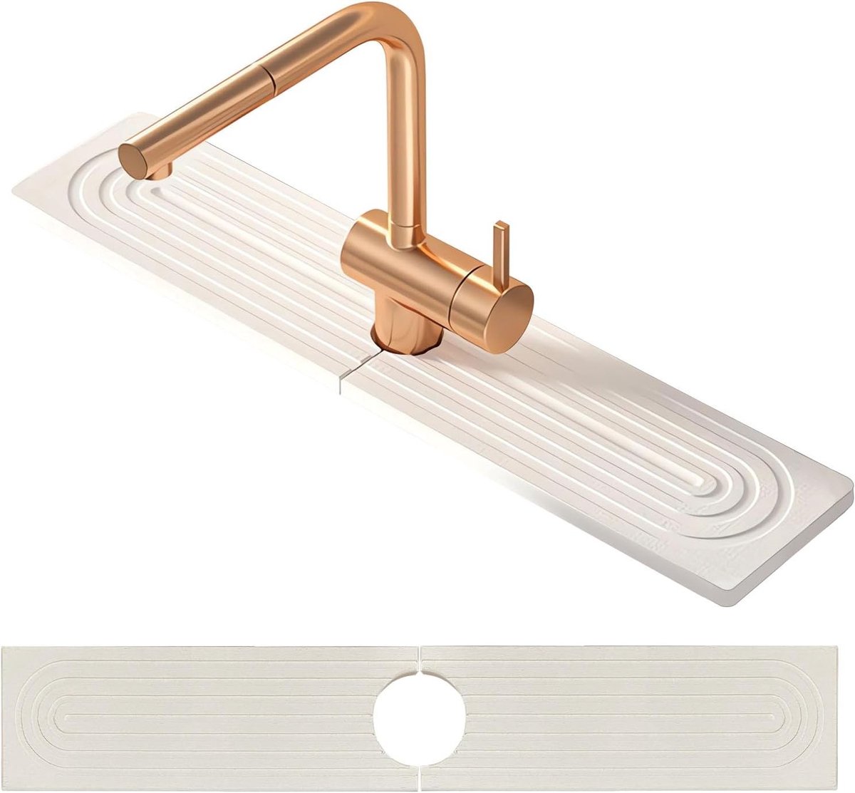 Diatomiet Afvoer Mat voor Keuken en Badkamer, Splash Guard, Groot 60 x 10 cm, Waterabsorberend en Antislip