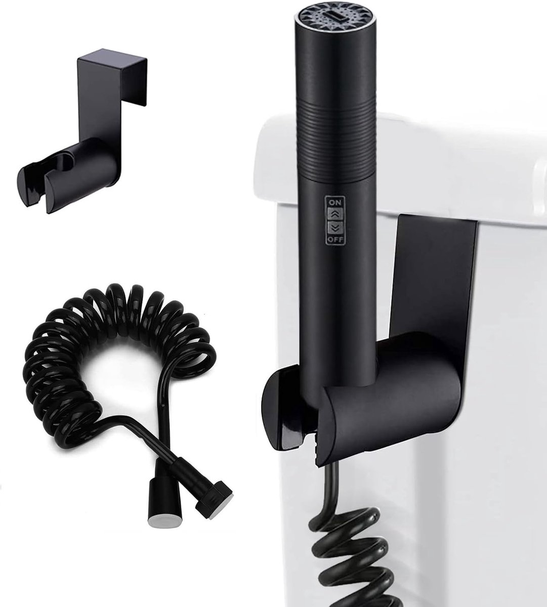 Bidet handdouche set - 3,1 m slang - zwart kunststof - ruimtebesparend en waterbesparend - ShopVlot