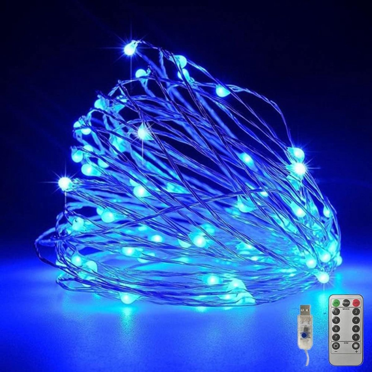 Lichtsnoer LED 17ft 50LEDs - Koperdraad - 8 standen met afstandsbediening - Perfect voor feestdecoratie - ShopVlot