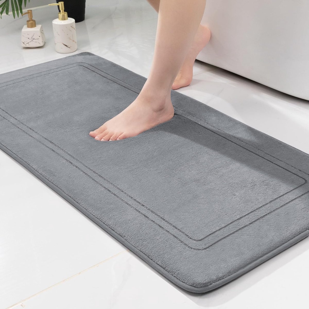Badmat 60 x 120 cm - Grijs - Antislip en Absorberend - Ideaal voor de Badkamer - SnelShoppen