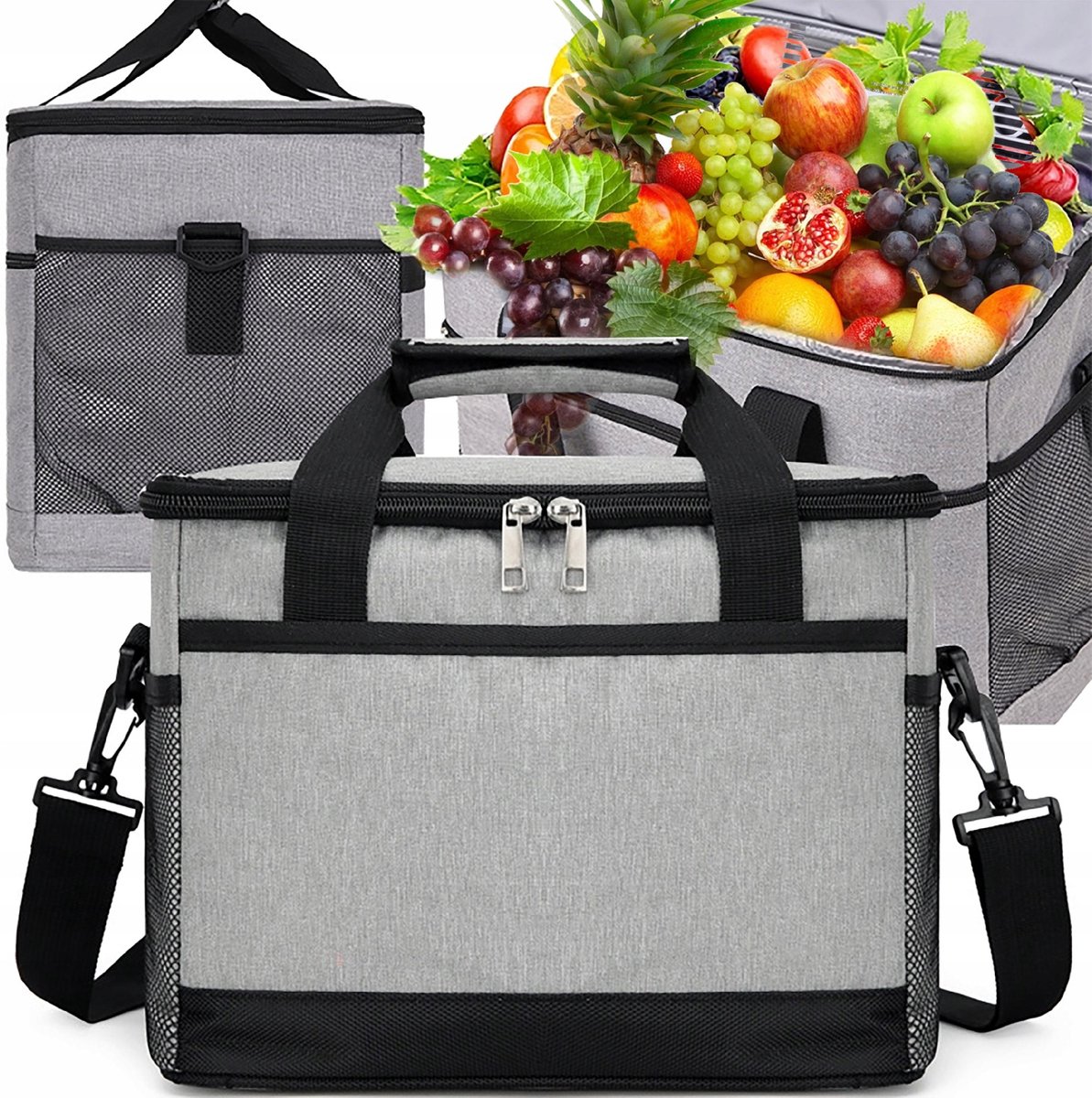 Grote XL Koeltas 20L Grijs - Ideaal voor Picknick & Strand