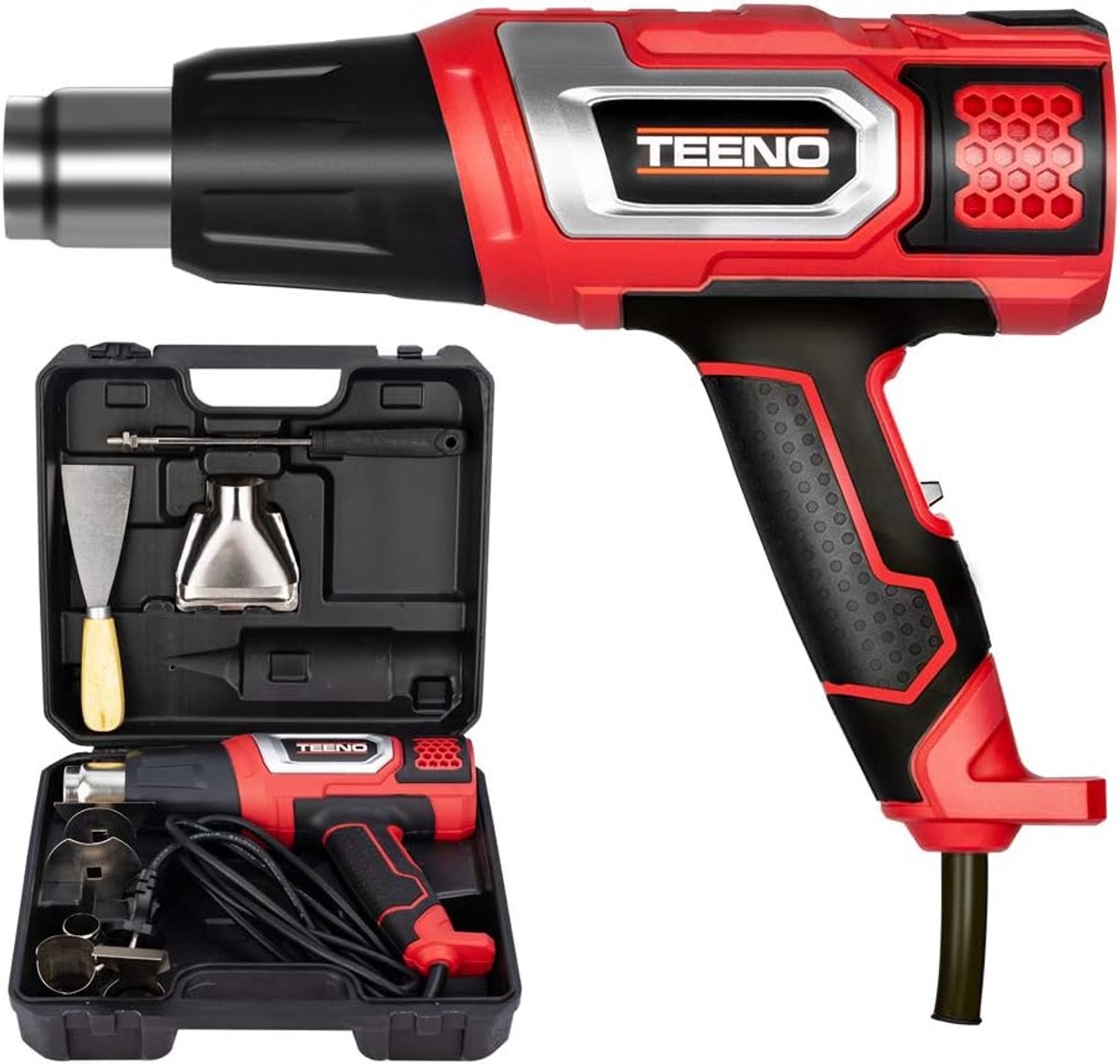Föhn 2000 W - met 8 accessoires - 2 temperatuurinstellingen - ideaal voor verf verwijderen - ShopVlot