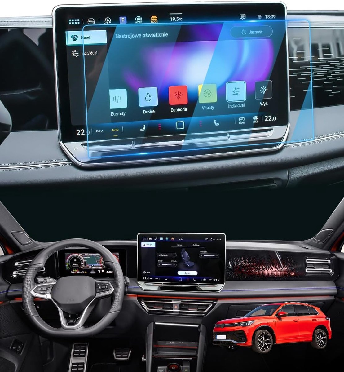 Screenprotector voor VW Tiguan III 10.25 inch - 9H gehard glas - anti-vingerafdruk - bescherming tegen krassen - ShopVlot