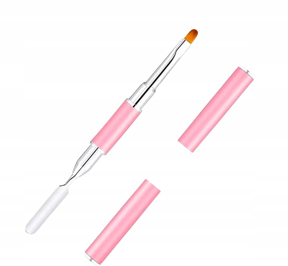 Merkloos Poligel Penseel met Spatel - Duo Acrygel Tool - Roze