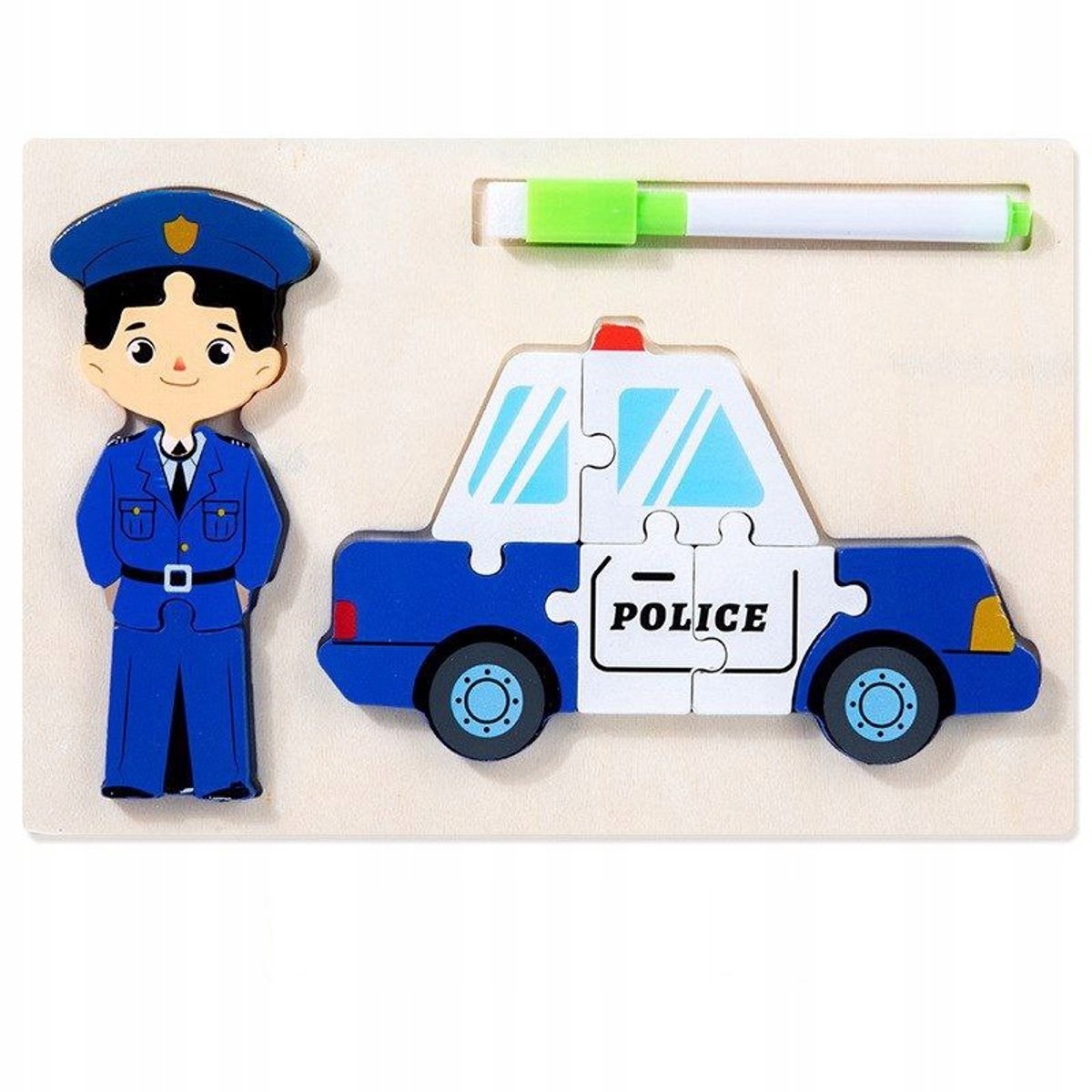 Houten Politie Puzzel voor Kinderen | Montessori Educatief Speelgoed