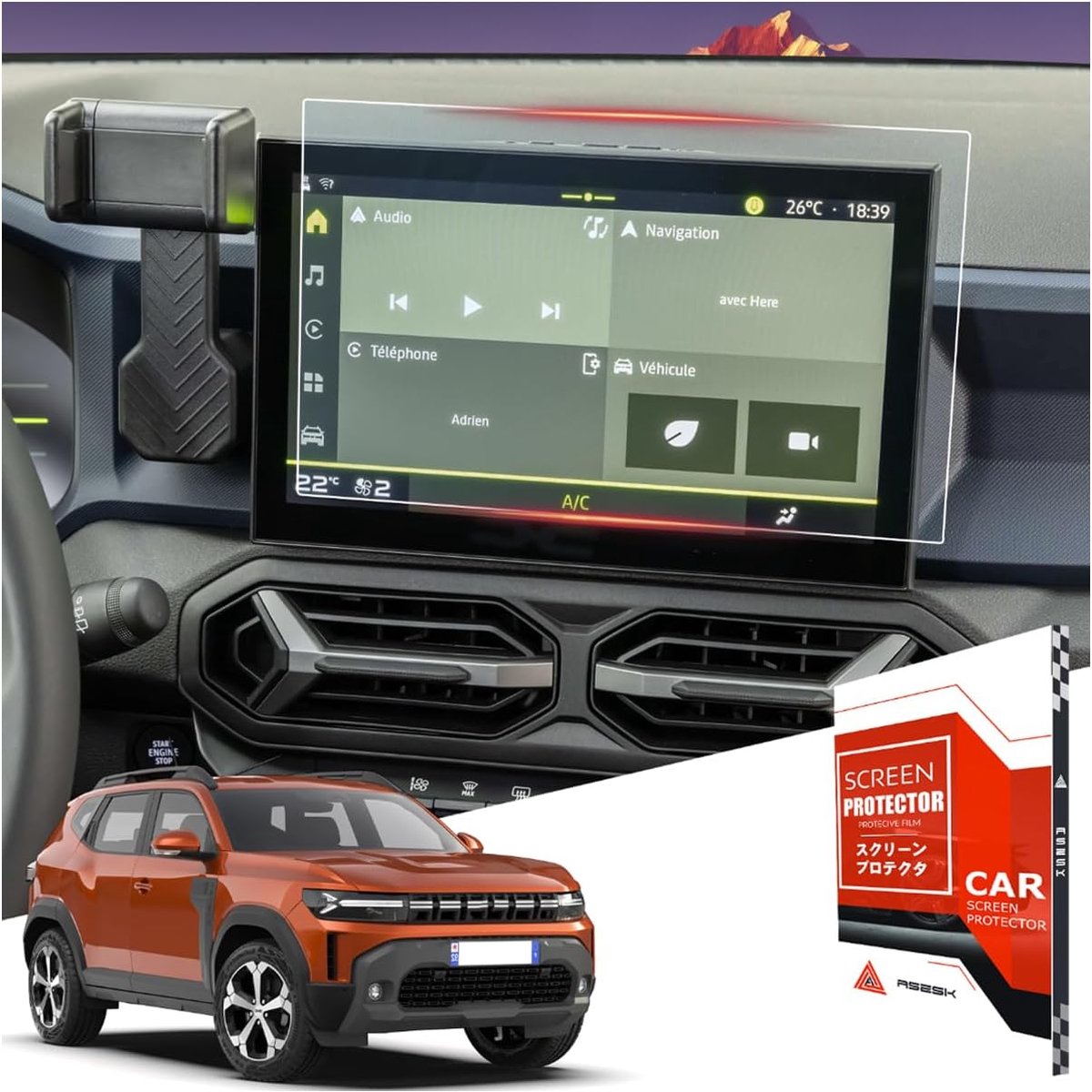 Displaybeschermfolie accessoires voor Dac-ia Duster 2024-2025, navigatie 9H gehard glas beschermfolie, navigatie - ShopVlot