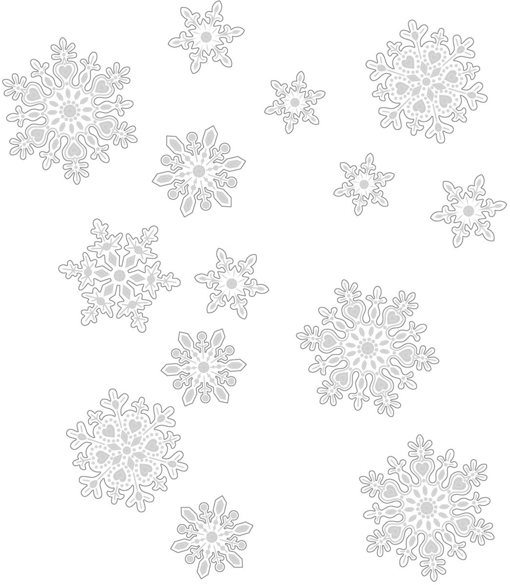 Kerst raamdecoratieset met ijskristallen - papier, wit 1 Stuks [58743]