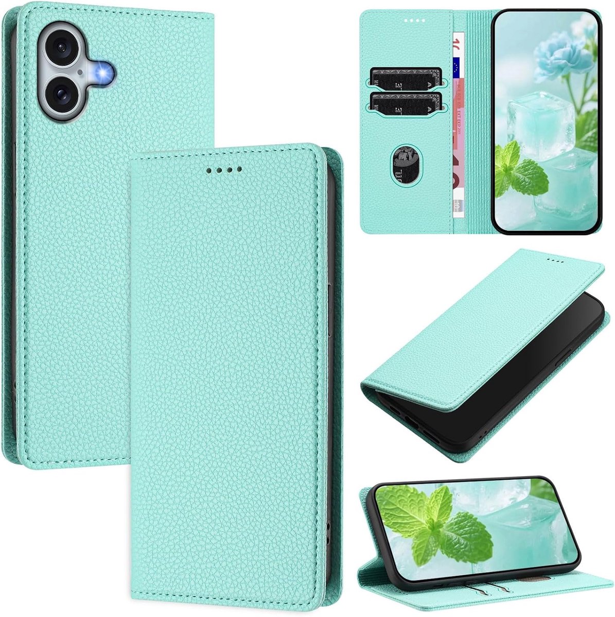 Hoes voor iPhone 16 Plus - Flip-Hoesjes - PU-leer - RFID-bescherming - ShopVlot