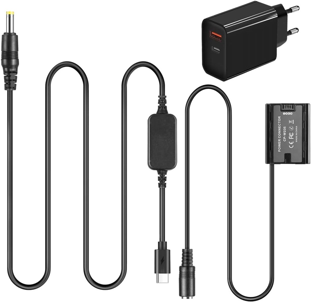USB-kabel Type C + Dummy batterij NP-W235 - DC Coupler - PD adapter voor FUJIFILM X-T4 - ShopVlot