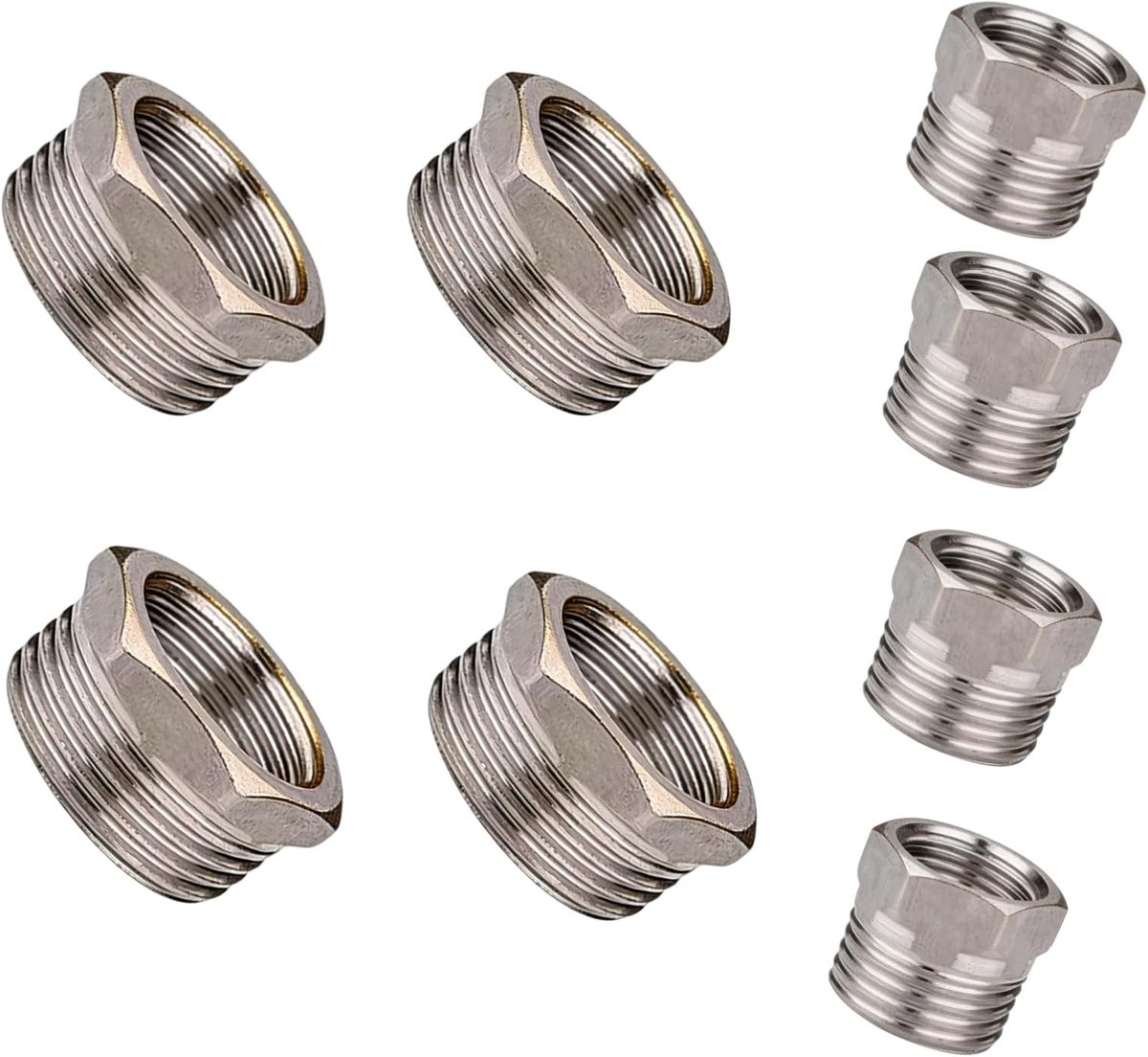 Reducer 1 inch naar 3/4 inch en 3/4 inch naar 1/2 inch - RVS - 8-delige set - Voor veelzijdige buisverbindingen - ShopVlot