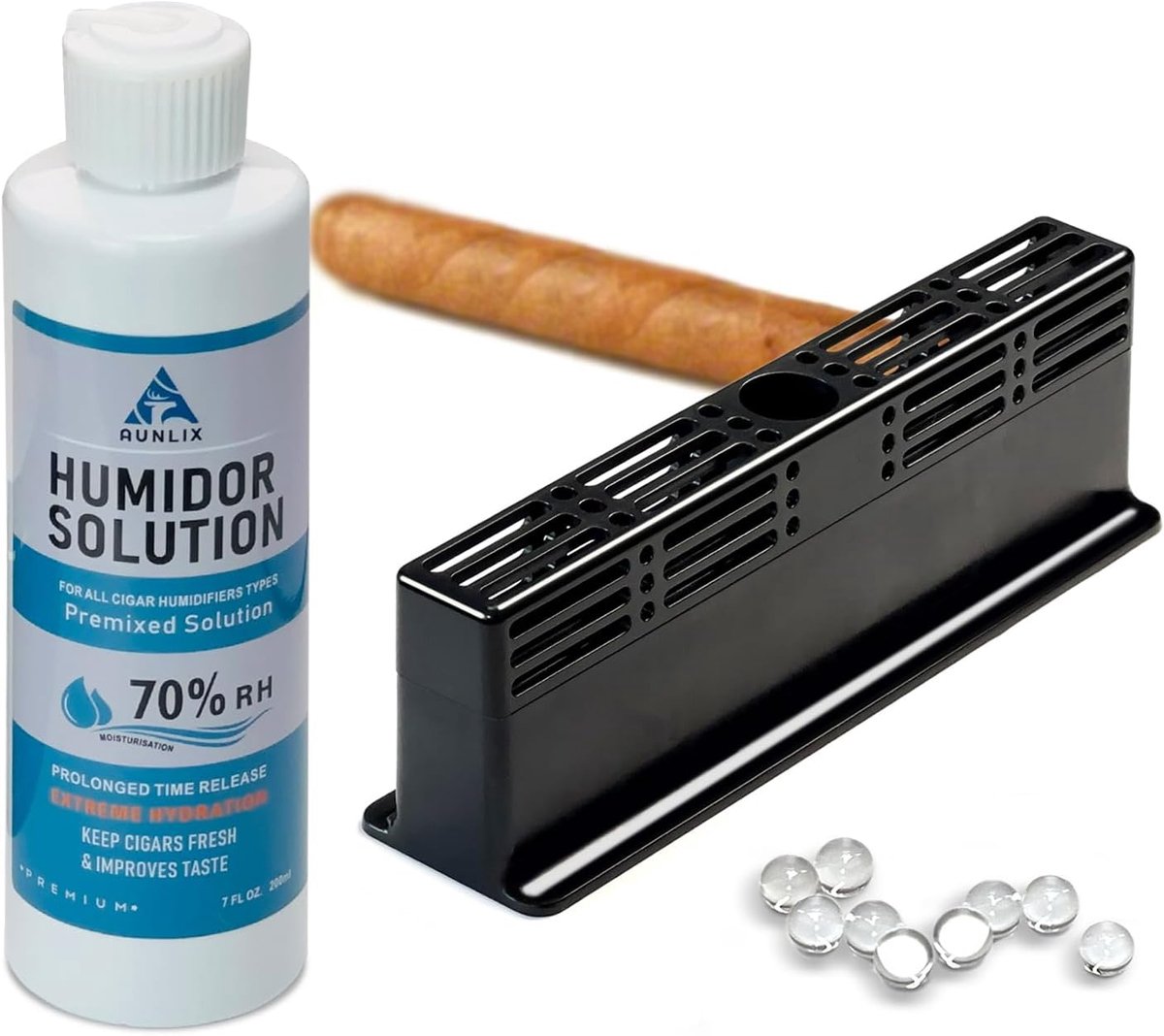 Cigar humidifier set - innovatief 3-weg systeem - houdt 70% luchtvochtigheid - ideaal voor 1-100 Cuba sigaren - ShopVlot