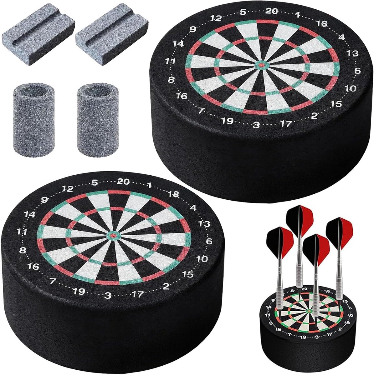 Dartpijlhouder set van 2 - 10 cm mini-dartbordhouder - met 4 slijpstenen - ideaal voor gezinnen en clubs - ShopVlot