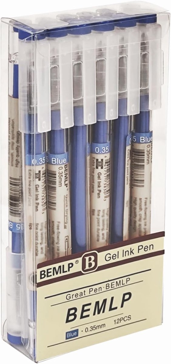 Gelpen 0.35mm Blauw - snelle droging - 12 stuks - perfect voor school en kantoor - ShopVlot