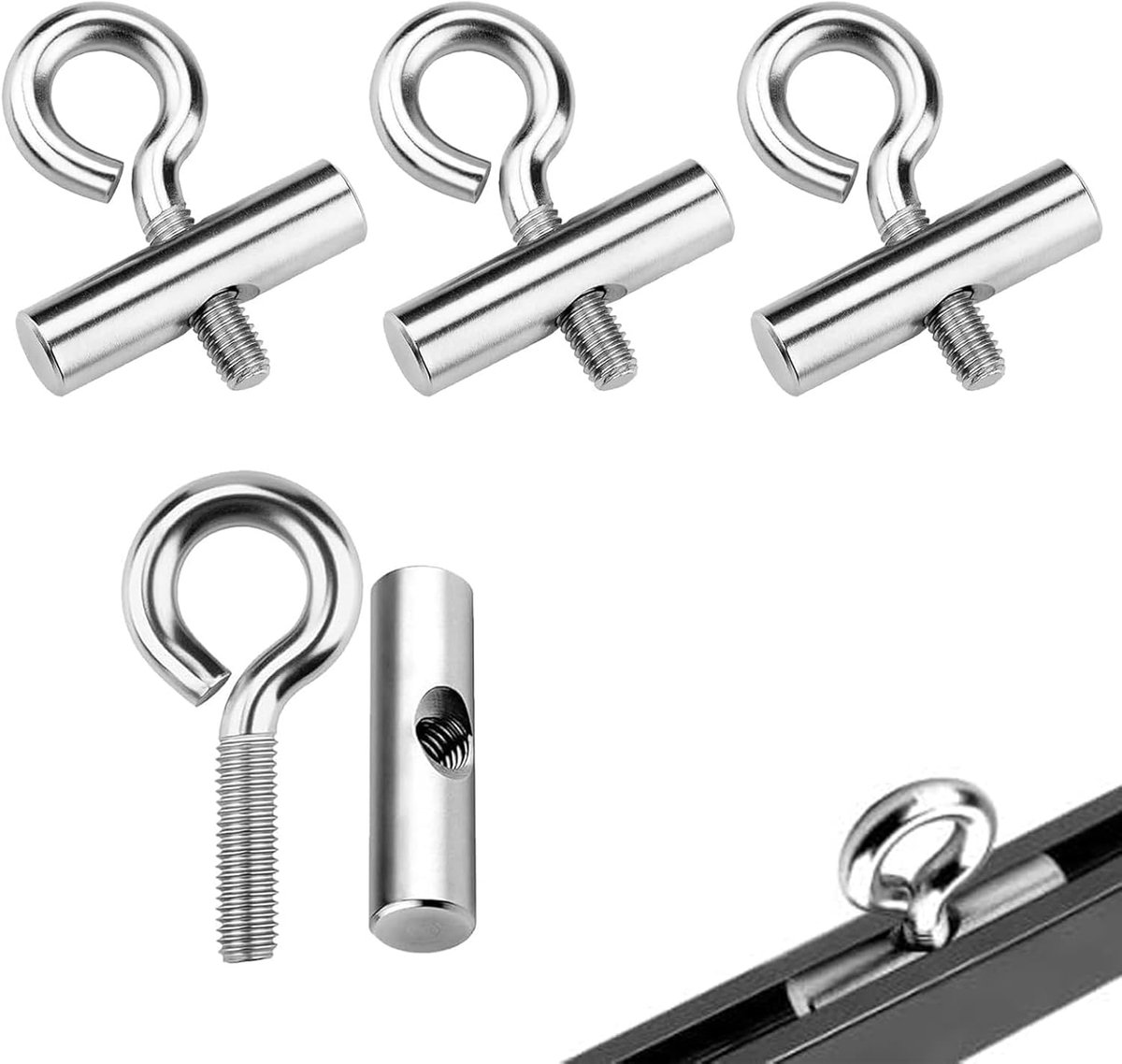Keder stopper blocking kit 8-10 mm - RVS bouten - eindstopper met oog - voor caravans en boten - ShopVlot