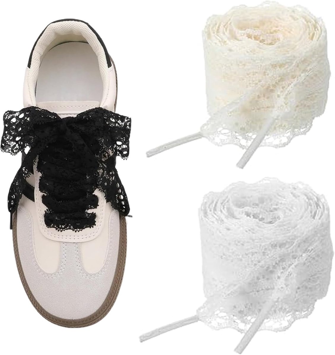 Veters 120 cm - kant - set van 3 kleuren - elegante look voor sneakers - ShopVlot