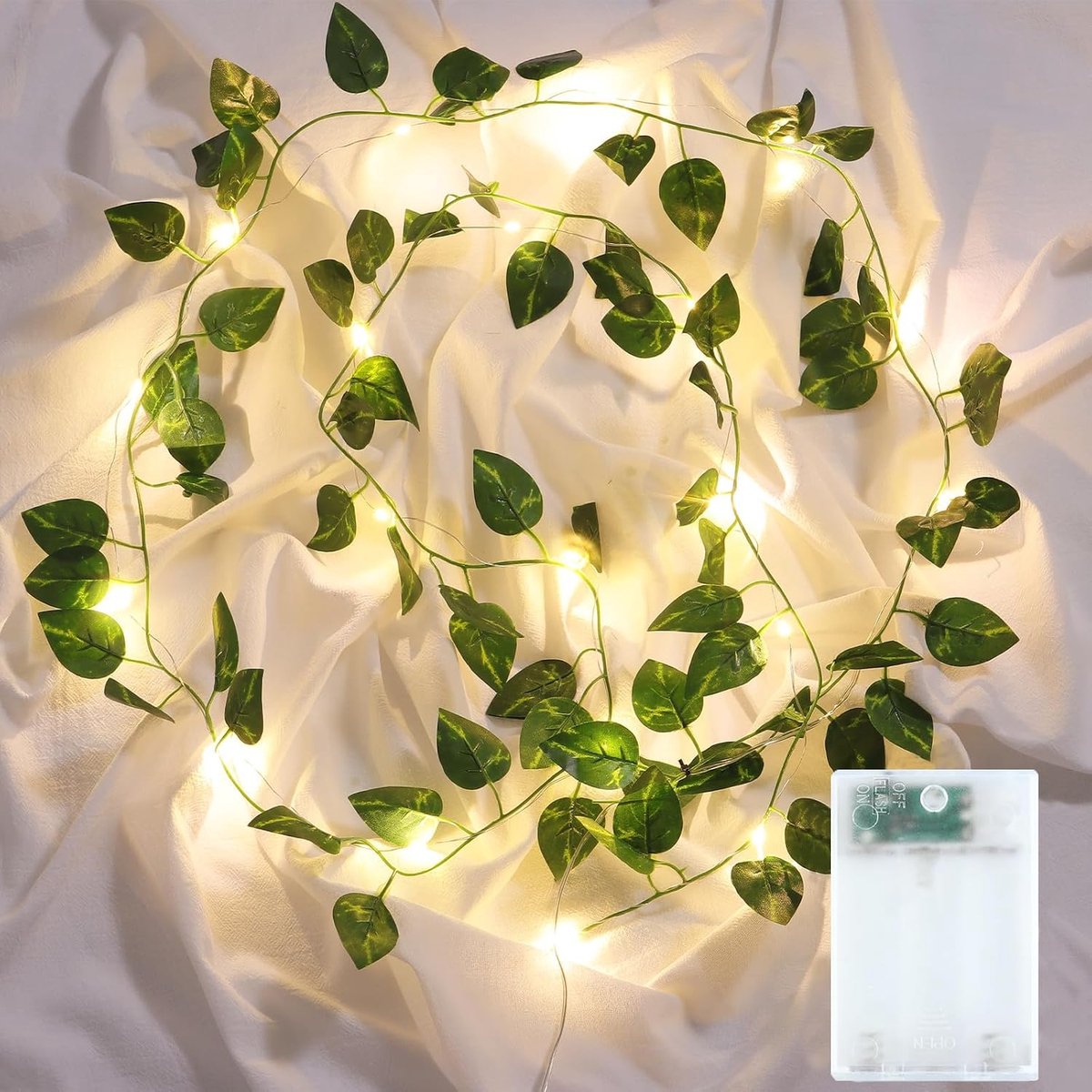 Kunstklimop-lichtsnoer 2 m - 20 leds - kunstmatige klimop - sfeervolle verlichting voor tuin - ShopVlot