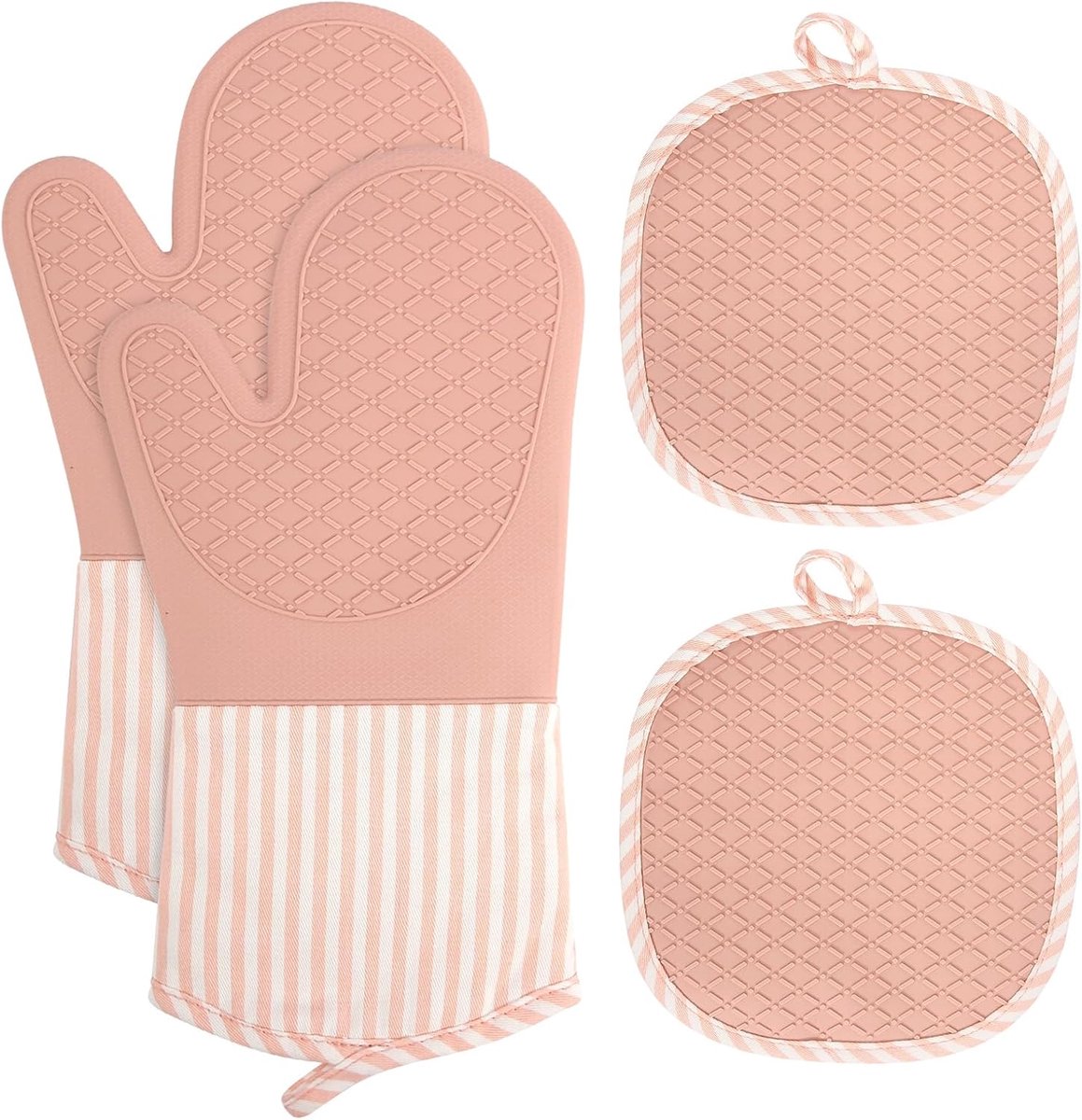 Ovenhandschoenen set van 4 - hittebestendig tot 280 °C - antislip siliconen - ideaal voor koken en bakken - ShopVlot