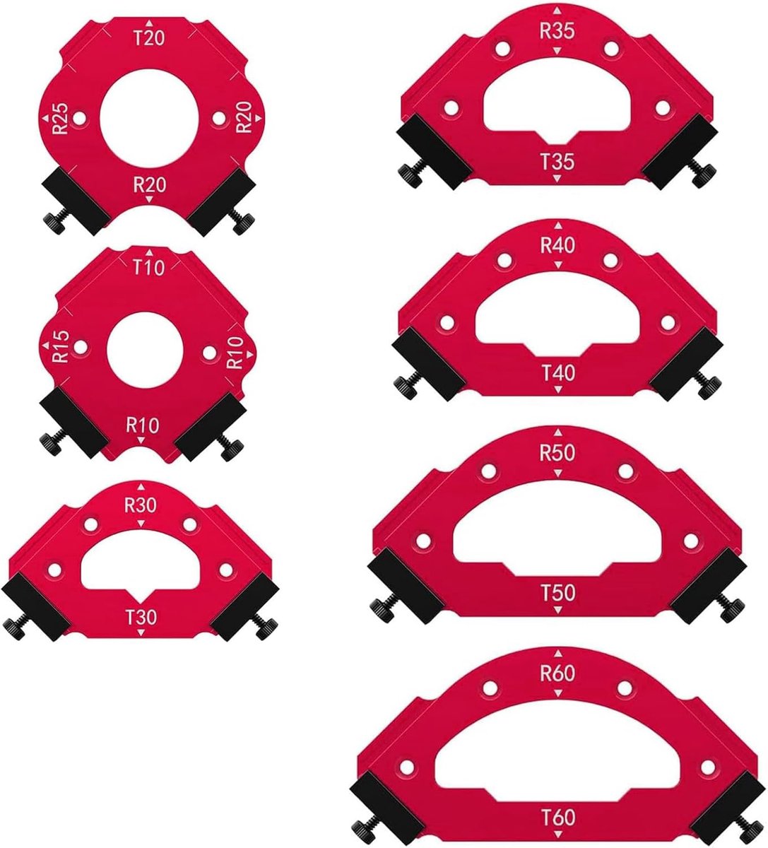 Radius template set 7-delig - aluminium - 18-voudige radiusmeter - voor perfecte binnen- en buitenafrondingen - ShopVlot