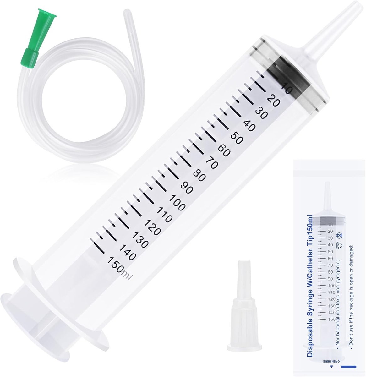 Spritspomp 150ml - Grote herbruikbare kunststof spuit met slang - Individueel verpakt - ShopVlot