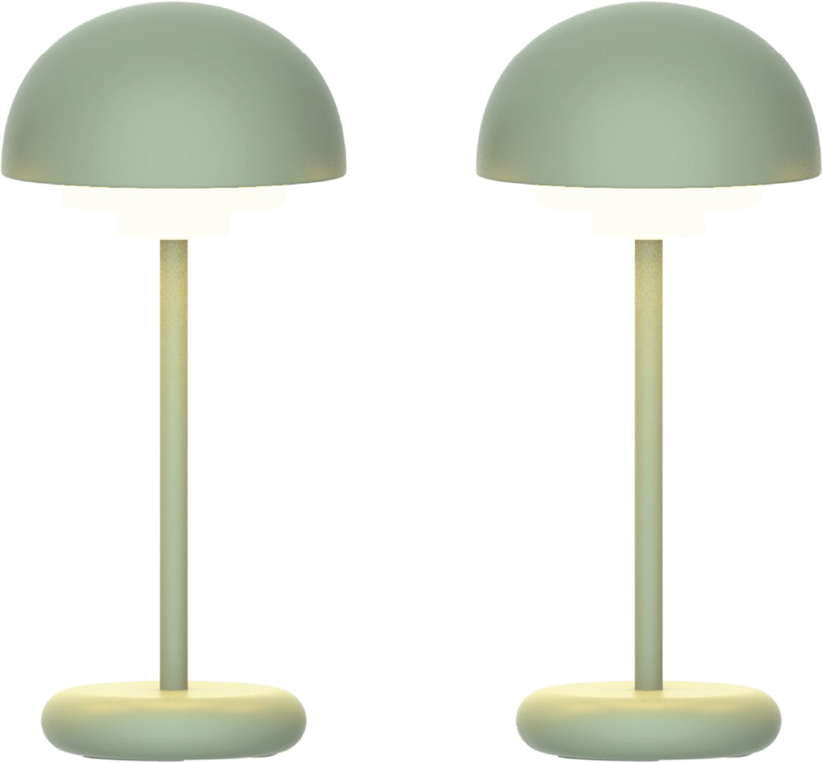 Luxus Europe - Tafellamp Rhodos - Set van 2 Groen - Draadloze Tafellamp Buiten - Oplaadbaar - USB-C - Dimbaar - Warm Wit - Waterbestendig