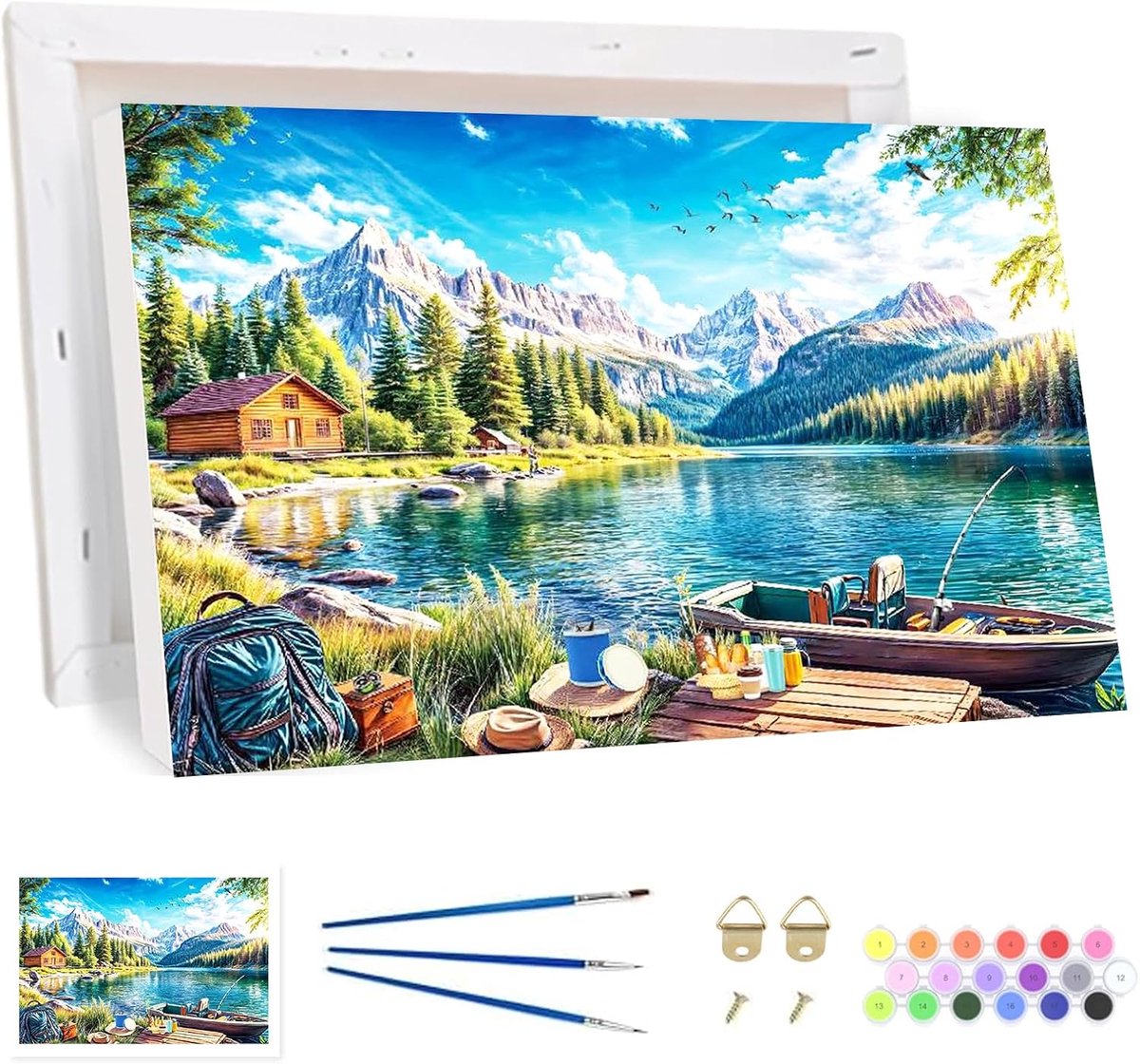 Schilderen op nummer konijnen 20x30cm - DIY schilderkit voor volwassenen - Inclusief lijst en acrylverf - ShopVlot