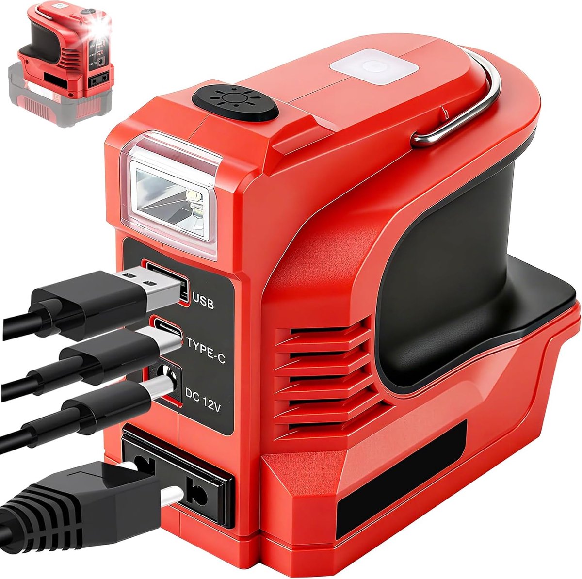 Voltage inverter 220 W - 18V naar 220V - Met USB Type-C en LED lamp - Ideaal voor camping - ShopVlot