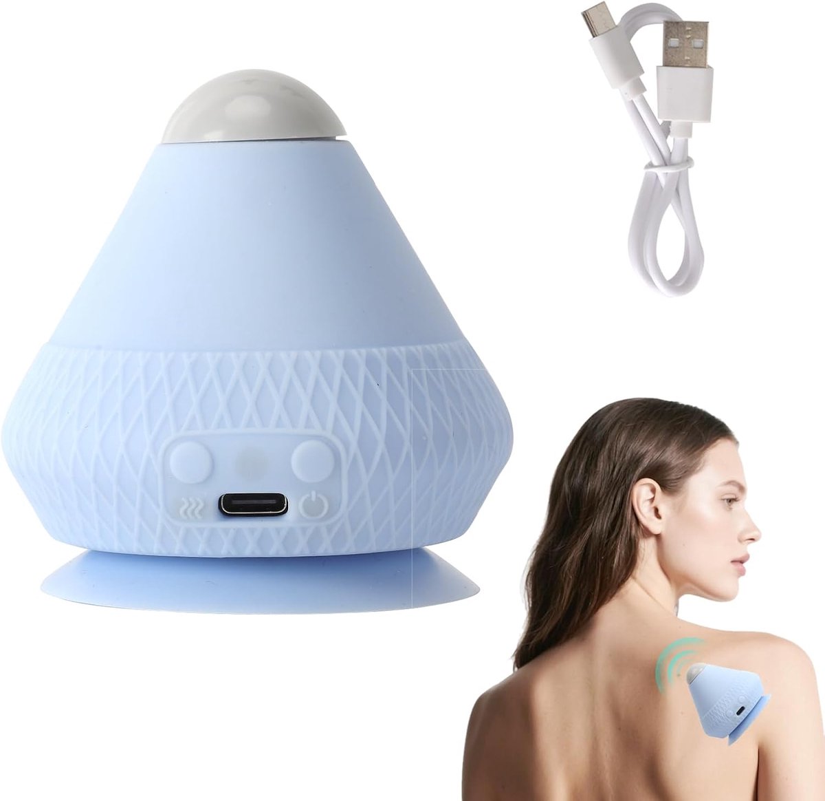 Massageapparaat elektrisch - triggerpuntmassagebal - 2-in-1 met warmte en vibratie - spierontspanning na fitness - ShopVlot