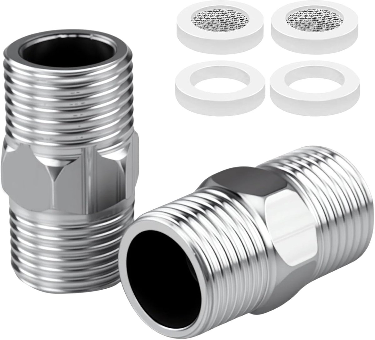 Douche slang adapter 1/2 inch - roestvrij staal - dubbele aansluiting - eenvoudige installatie - ShopVlot