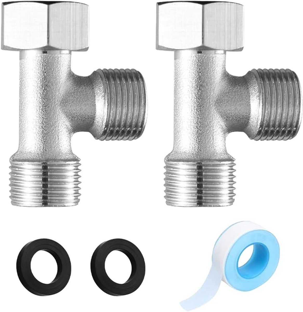 3-weg aansluitventiel 3/8 inch - T-stuk waterverbinding - hoogwaardige koper - ideaal voor toilet en douche - ShopVlot