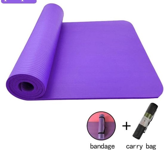 Yogamat Schuim - Fitnessmat Pilatesmat - Sporten en Ontspannen - Antislip NBR Schuim - 183 x 61 cm - Paars van Yogamat — afbeelding 2