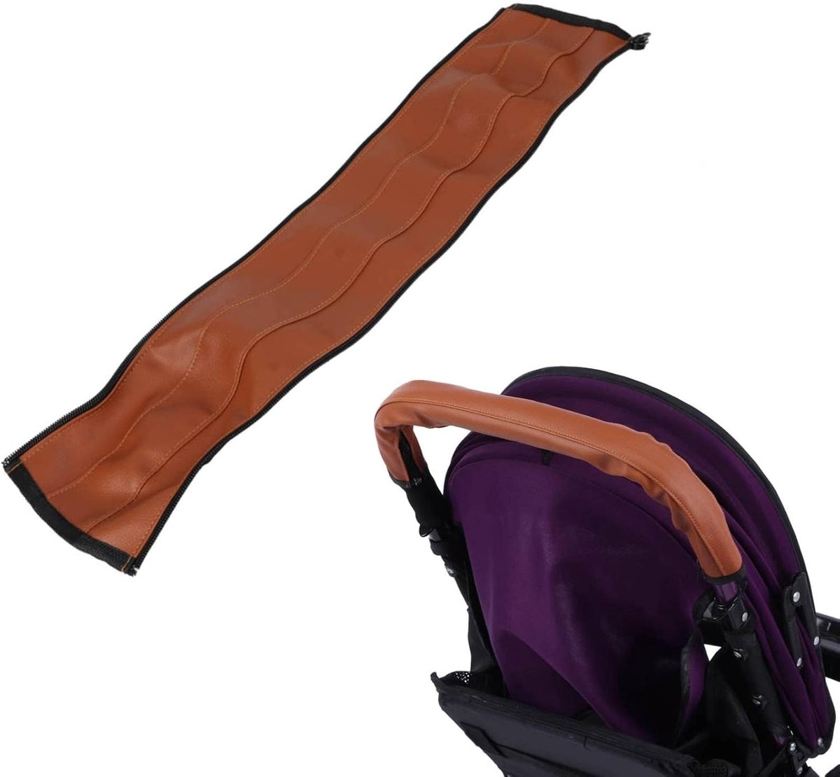 Kinderwagenhandvat Cover - Zacht en Absorberend - Leer - Eenvoudig te Reinigen - SnelShoppen