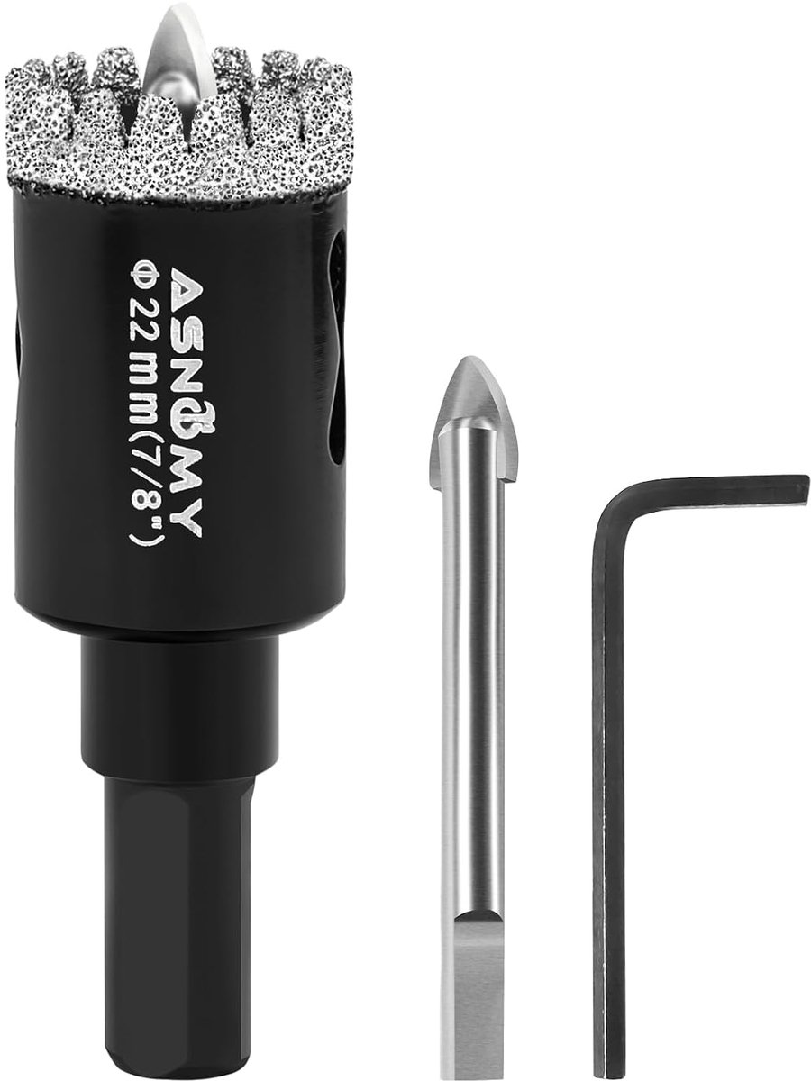 Diamantgatenzaag met centreerboor 22 mm - getande diamantboor voor glas, tegels, porselein en granietsteen