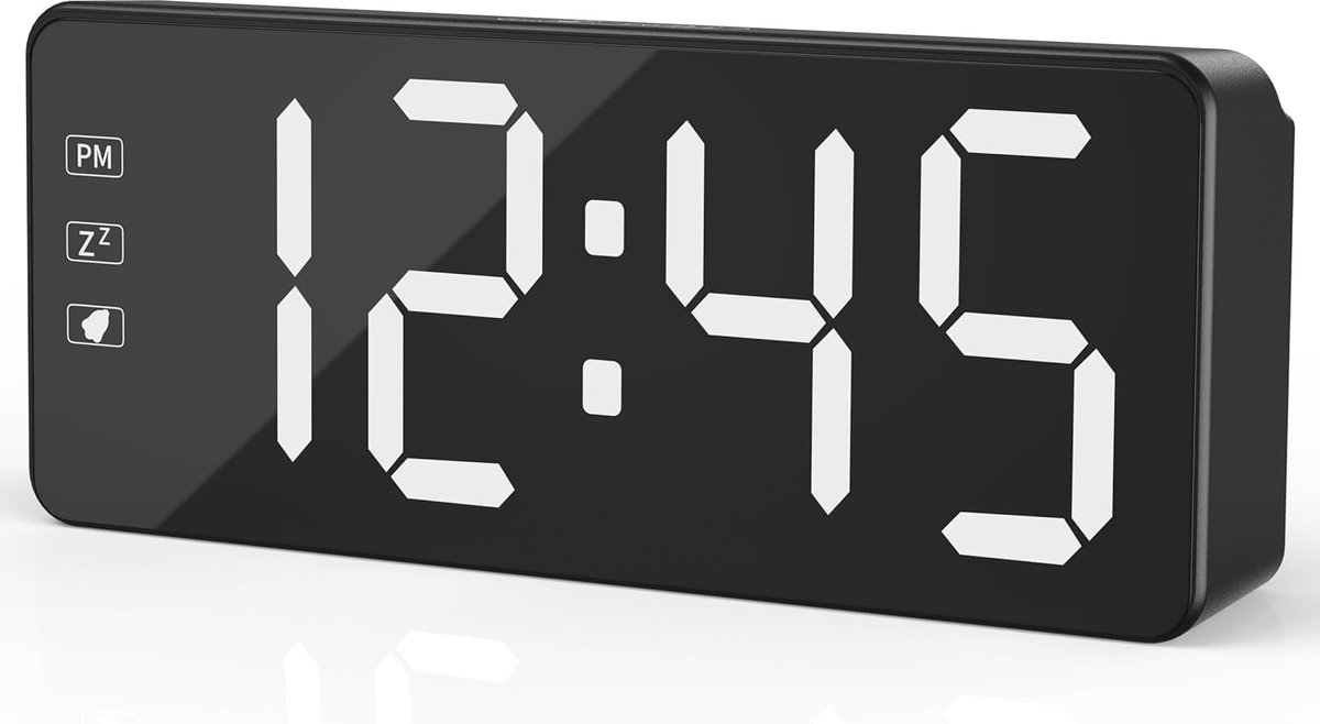 Digitale wekker met groot LED-display - helderheid instelbaar - 12/24 uur formaat - perfect voor thuis en op reis - SnelShoppen