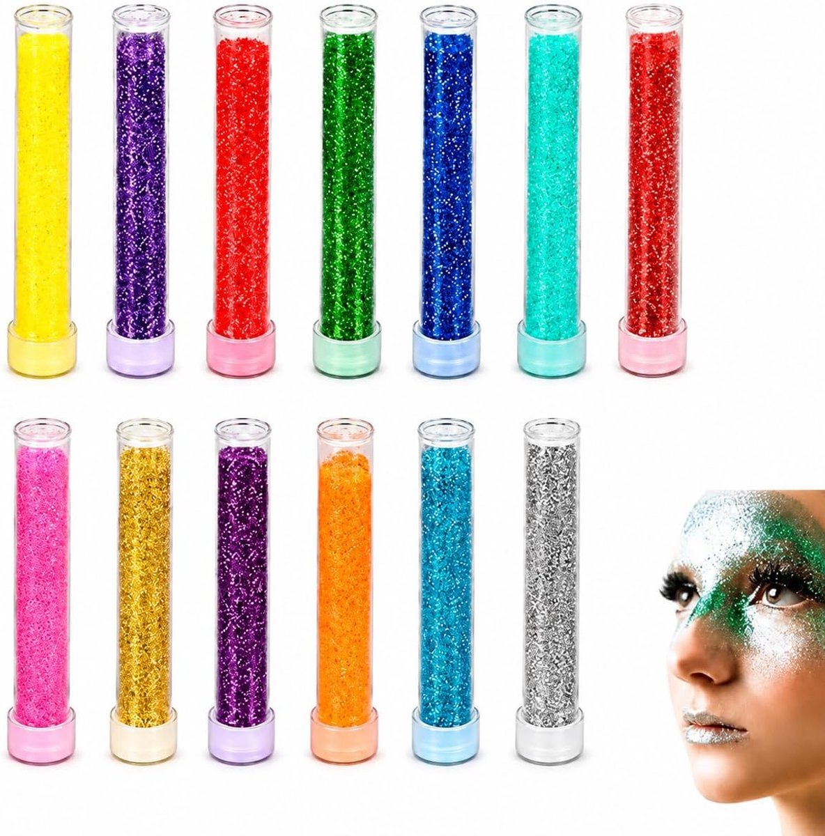 Glitterpoeder Set - 14 Kleuren, 7 Gram per Pot - Veilig & Niet-toxisch - Voor Creatieve Projecten - SnelShoppen