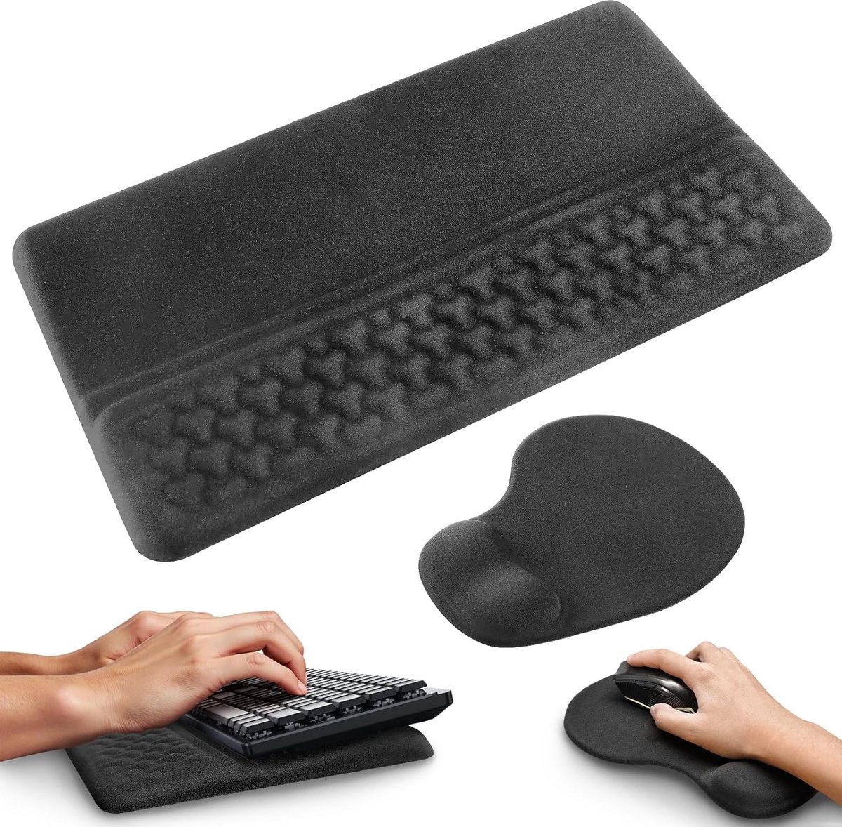 Ergonomisch muismat en toetsenbordmat met polssteun - Geheugenfoam - Antislip design - Verlicht polsbelasting - SnelShoppen