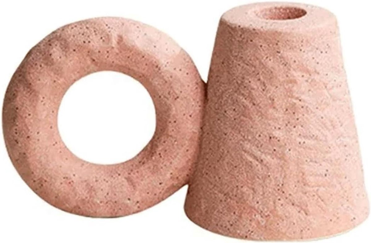 Keramische Kaarsenhouder - Kandelaar Houder - Decoratie Huis - Elegant Ontwerp - 14x7x8.3cm - Roze