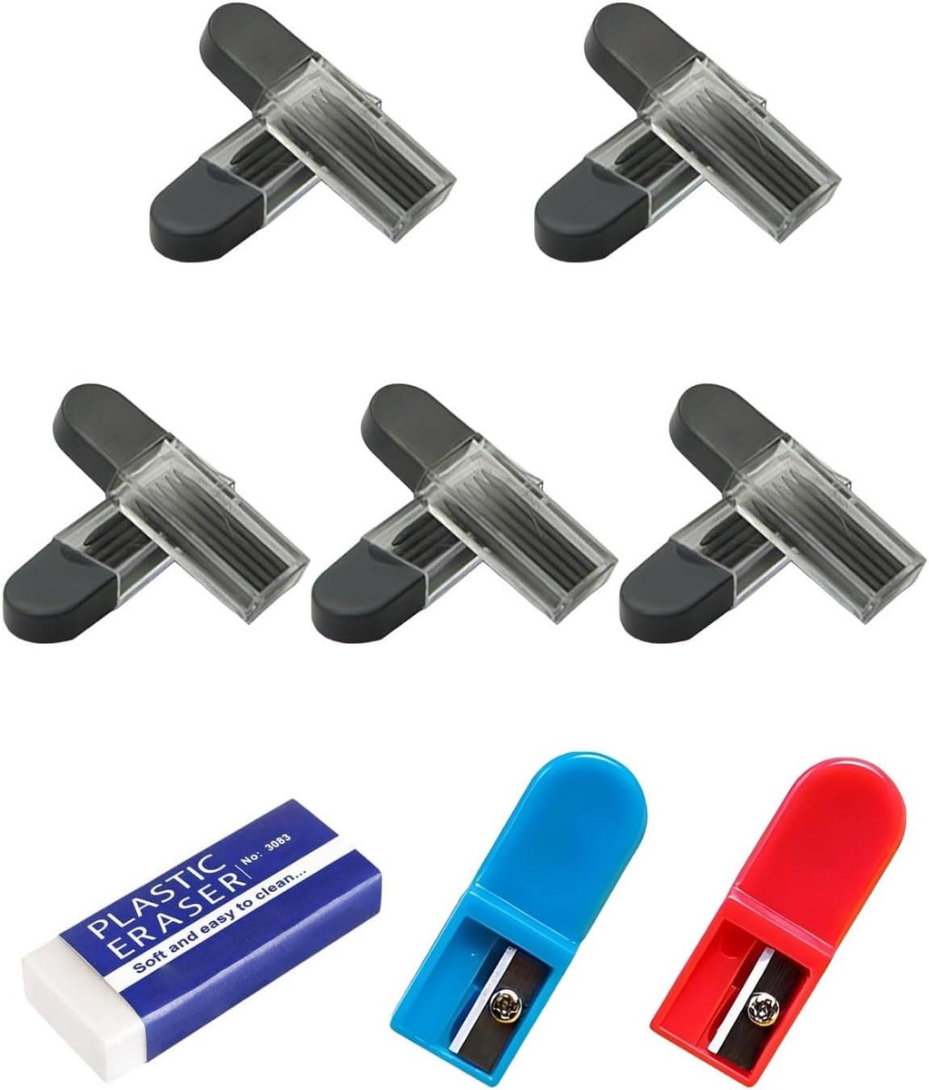 Zirkelersatzminen 2B - 2 mm Diameter - 2 cm Lang - Inclusief radergummi - 100 stuks - SnelShoppen