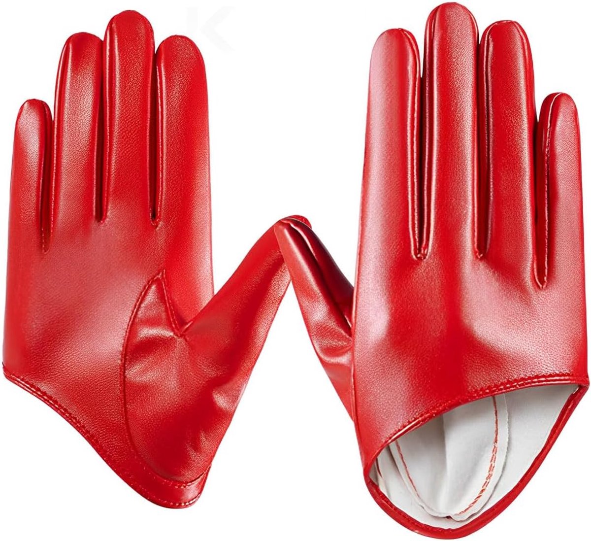 Lederen handschoenen unisex - rood - half palm - perfect voor dansperformances - SnelShoppen