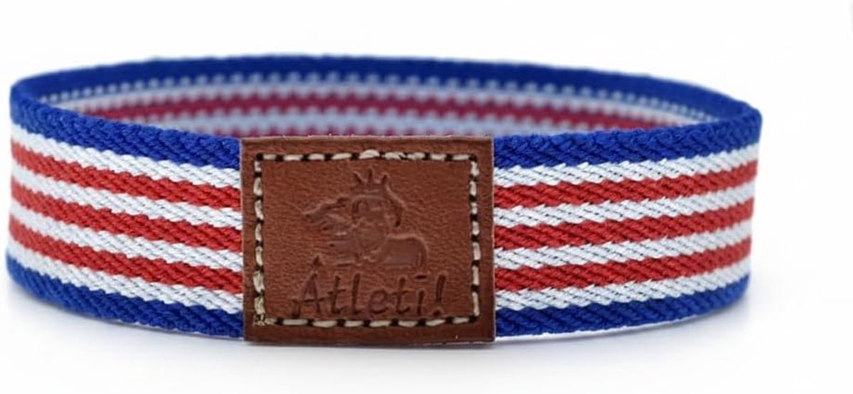 Armband met de Atlético-vlag, elastisch en met Neptuno Madrid in leer, voetbal voor dames en heren, 18-20 cm.