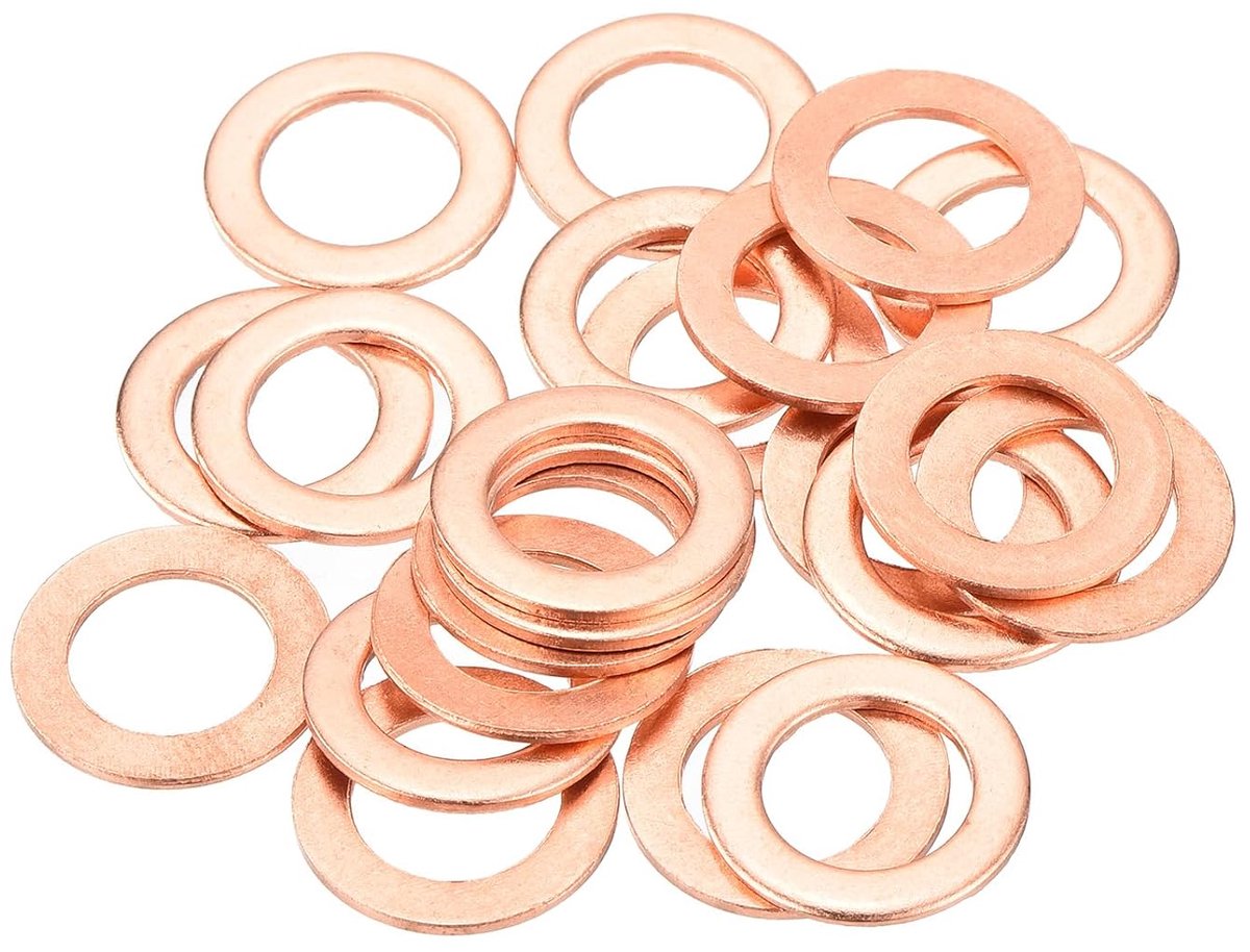 22 stuks platte koperen afdichtingen, 10 x 16 x 1 mm koper platte metrische afdichtingen voor hydraulische fittingen schroef bouten moer elektronica-reparatie