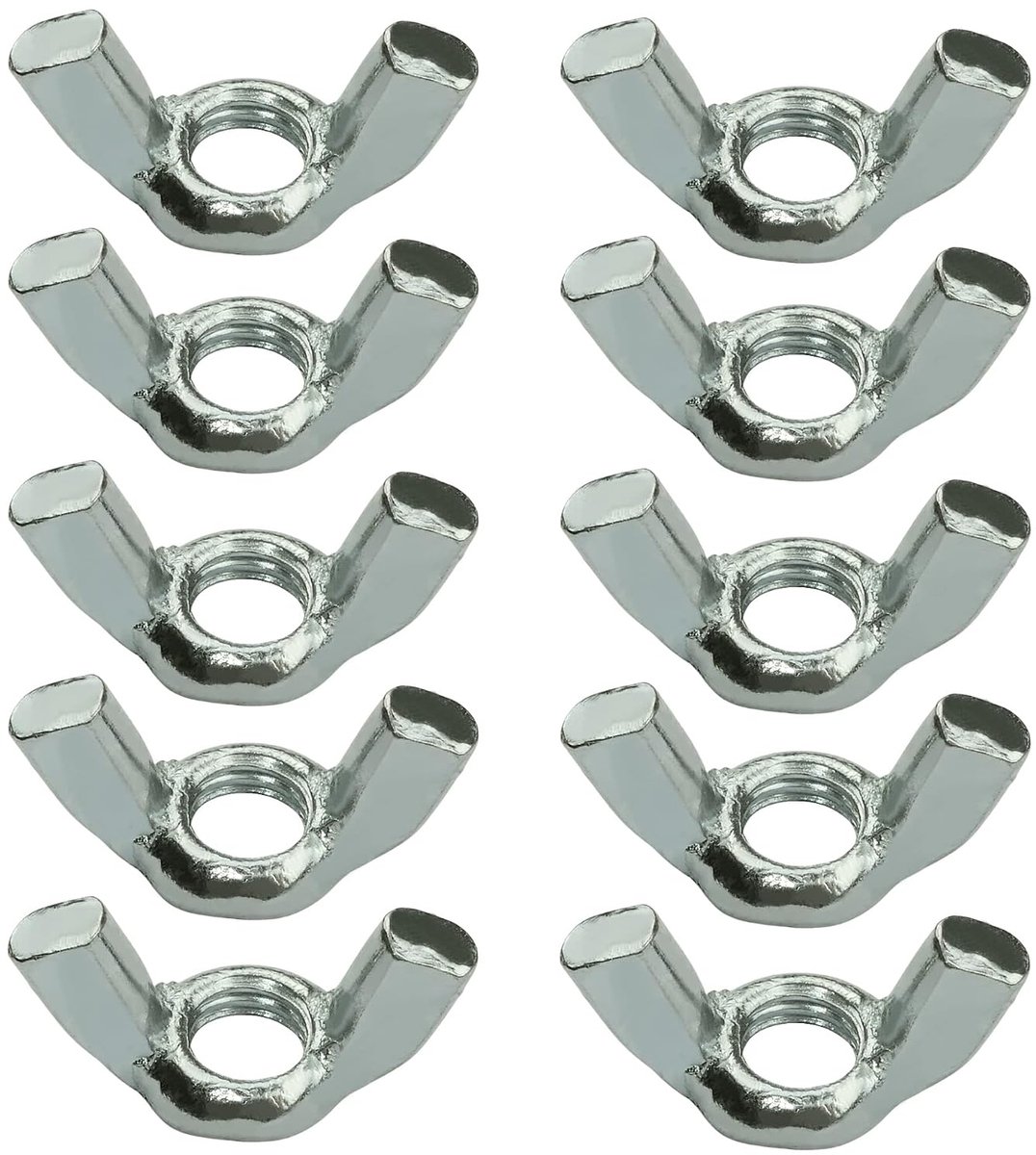 - C58236 - set van 10 moeren met vleugels M8 - vleugelmoeren - DIN 315 - metrische binnendraad - verzinkt staal - kleur zilver