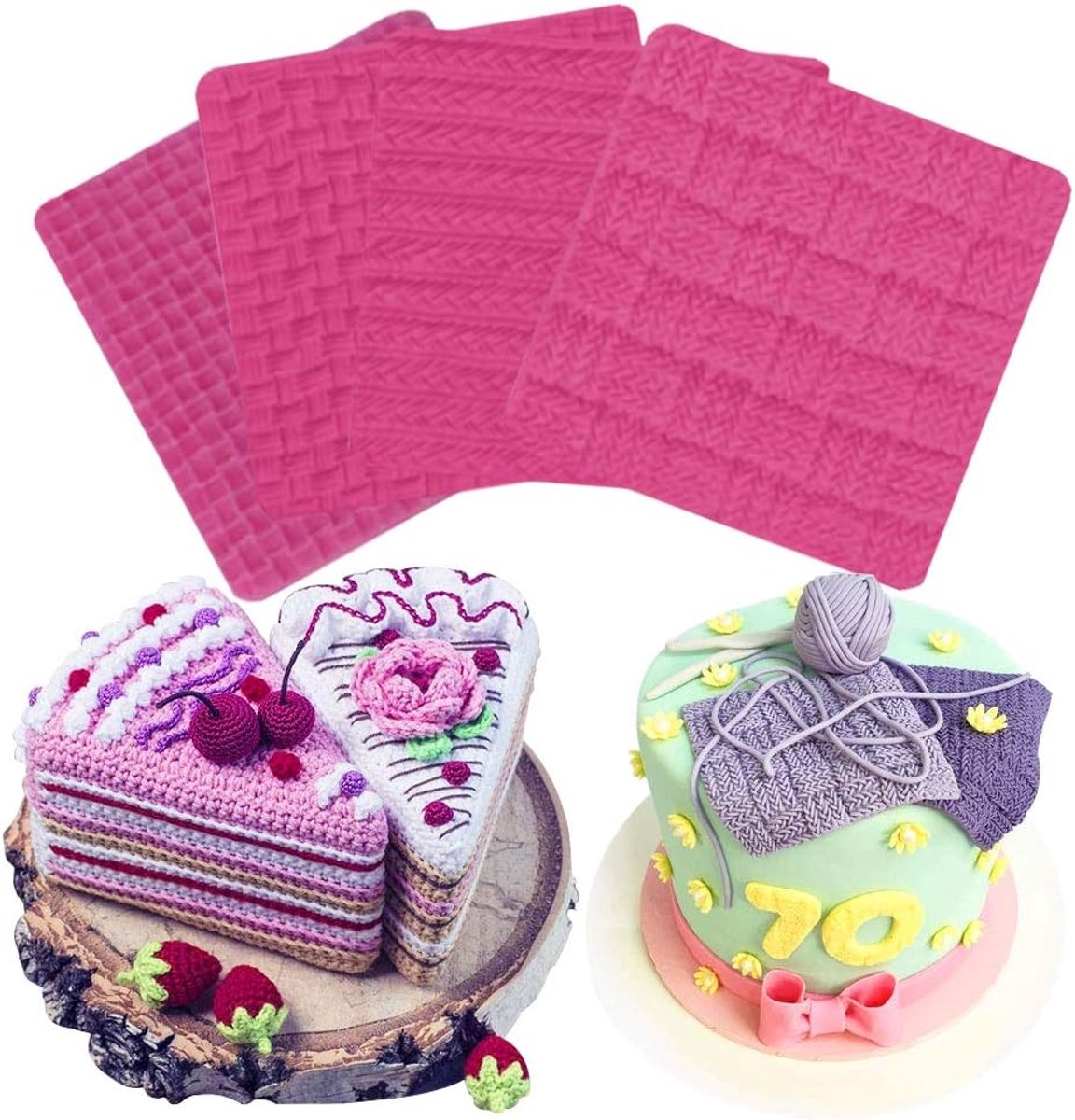 Fondant Siliconen Mal, Gebreide Textuur Printing Pad Mal, Trui Patroon, Gebreide Textuur, Cake Border Mallen, Dessert Decoratie Mallen