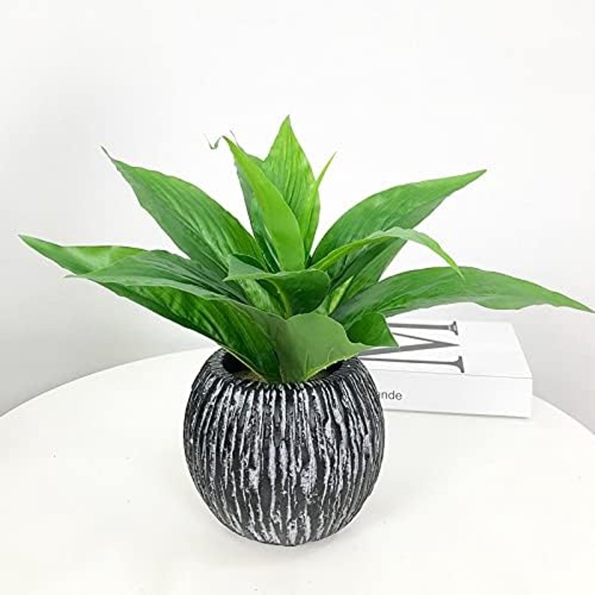 Palmboom 36 cm 3 hoofden tropische palmboom kunstmatige bamboeplanten nep potplanten tak plastic monstera bladeren voor thuis desktop Deco nep planten (kleur: O zonder pot)