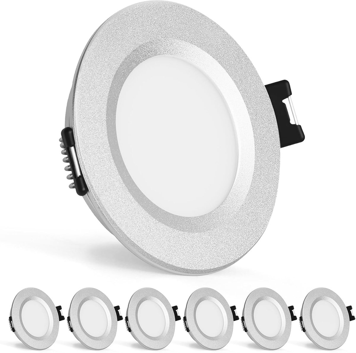 LED Inbouwspots 12V, 6x IP44 Dimbare LED Spot Aluminium Warmwit 3000K 3W, Inbouwverlichting 25mm Dun, Plafondspots Inbouwspot Gat 58-62mm voor Kampeerwagen Caravan Camper