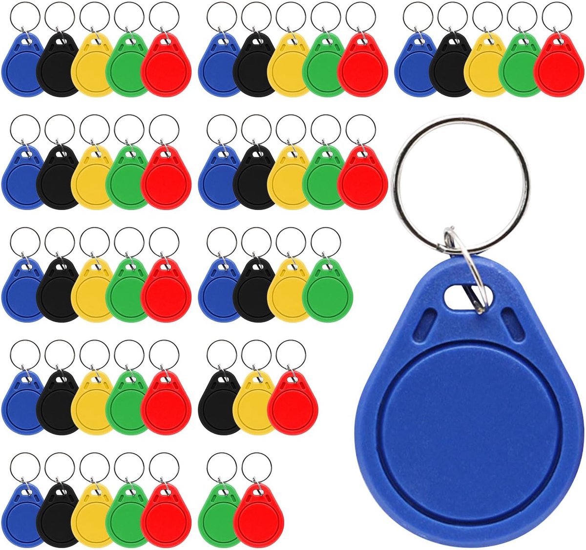 125Khz beschrijfbare RFID ID-kaart keyfobs, 50 stuks ID 125 KHz RFID beschrijfbare herschrijfbare T5577 sleutelhanger voor RFID-schrijver (kleurrijk)