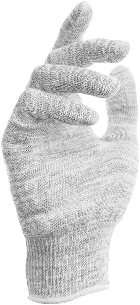 Handschoenen wit, 1 paar met elastaan, Zachte beschermende katoenen handschoenen met strakke manchet, skincare (1 paar Zilver, L)