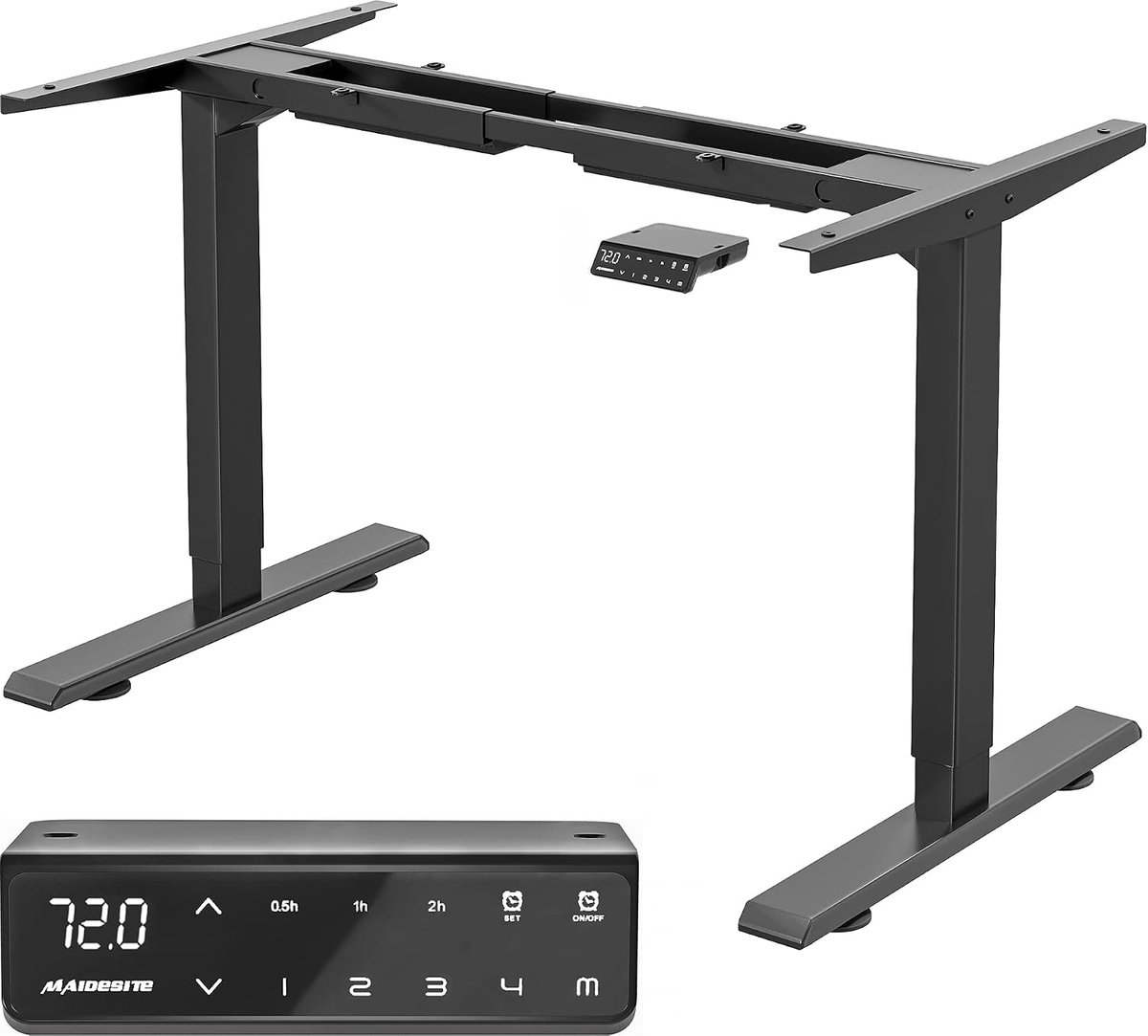 Maidesite in Hoogte Verstelbaar Elektrisch Bureau in Hoogte Verstelbaar Tafelframe,Geschikt voor Alle Gangbare Tafelbladen,2-Podium Hefbenen(Zwart)